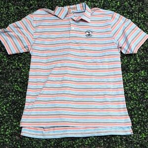 Peter Millar Blue and Pink Striped Polo Shirt